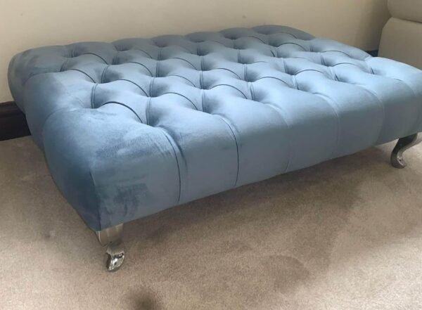 Handcrafted Deep-Buttoned Velvet Ottoman - Image 3