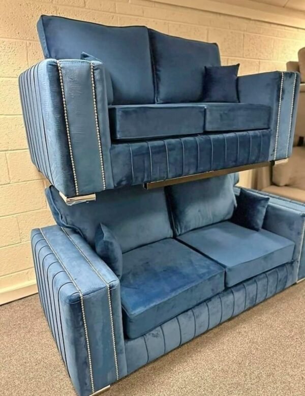 The Layla 3+2 Seater Sofa Set in Blue Velvet
