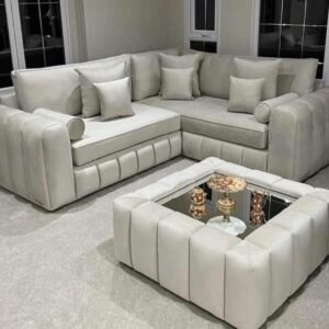 The Manhattan Luxury Corner Sofa & Mirrored Table Set
