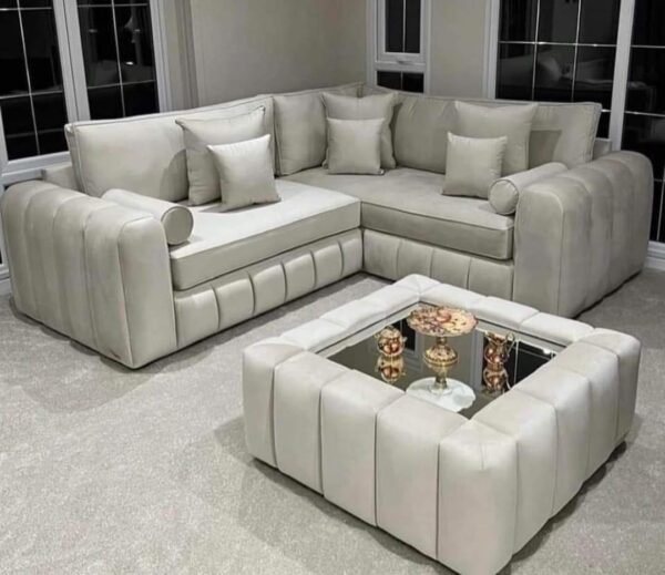 The Manhattan Luxury Corner Sofa & Mirrored Table Set