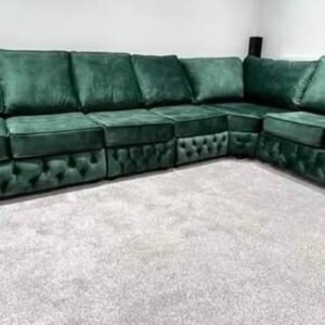 The Ashton Chesterfield Full Back Corner Sofa in Emerald Green