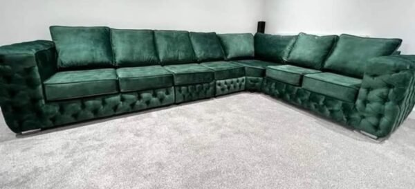 The Ashton Chesterfield Full Back Corner Sofa in Emerald Green