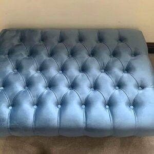 Handcrafted Deep-Buttoned Velvet Ottoman