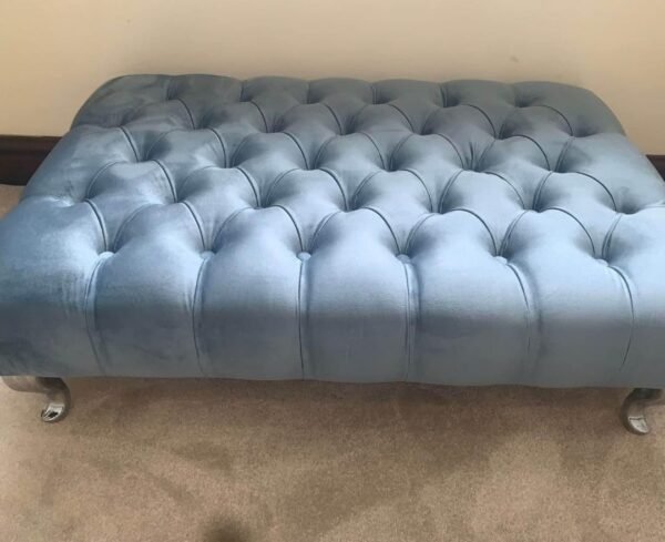 Handcrafted Deep-Buttoned Velvet Ottoman - Image 4